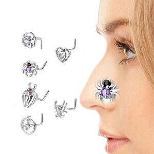 Silver Color Zircon U-shaped Nose Ring 1PC Spider Clip On Nose Ear Clip Cuff Earring 2022 Fashion Jewelry