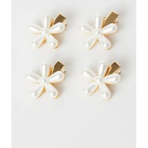 SHERRY.L White 4 Pack Flower Hair Clips Hairpins