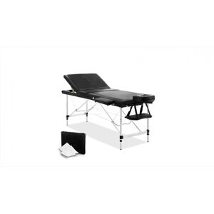 Portable Aluminum 3 Fold Massage Table - Black