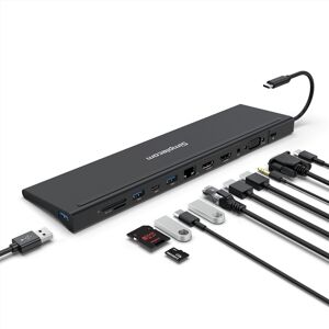 Simplecom CHN622 USB-C 12-in-1 Multiport Docking Station Laptop Stand Dual HDMI + VGA Triple Display