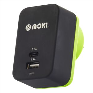 Moki Wall Charger + (Type-C + USB) - Black