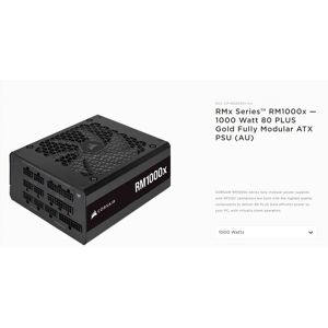 Corsair 1000W RMx Series RM1000x PSU (AU) - ATX12V v2.4, 80 PLUS Gold Certified