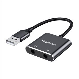 Simplecom CA152 USB to 3.5mm Audio and Microphone Sound Card Adapter for TRS or TRRS Headset with Mi