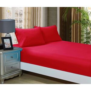 1000TC Ultra Soft Fitted Sheet & 2 Pillowcases Set - Queen Size Bed - Red