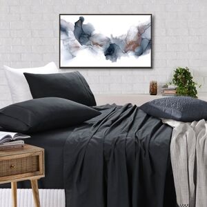 Elan Linen 100% Egyptian Cotton Vintage Washed 500TC Charcoal King Bed Sheets Set