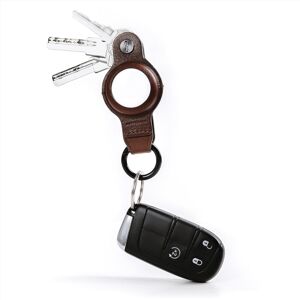 Key Smart Air - Compact Leather Key Holder and Case for Apple Airtag - Brown