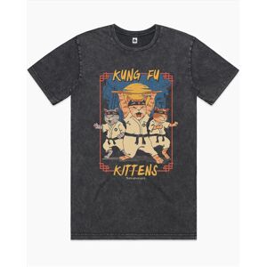 Kung Fu Kittens Stonewash Tee - Black Stone - Size L