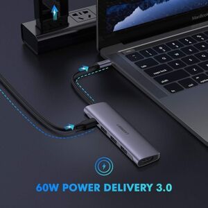 UGREEN Type C 5 in 1 Adaptor - HDMI + USB 3.0*3 + Type C PD Power Converter (50209)