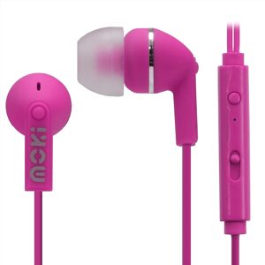 Moki Noise Isolation Earbuds with microphone & control - Pink