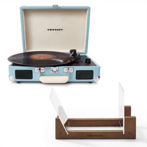 Crosley Cruiser Bluetooth Portable Turntable - Turquoise + Bundled Crosley Record Storage Display St