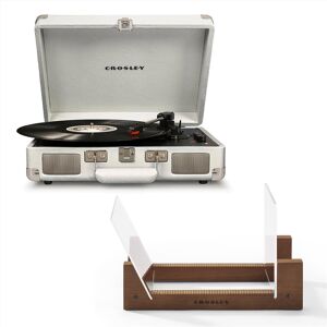 Crosley Cruiser Bluetooth Portable Turntable - White Sands + Bundled Crosley Record Storage Display