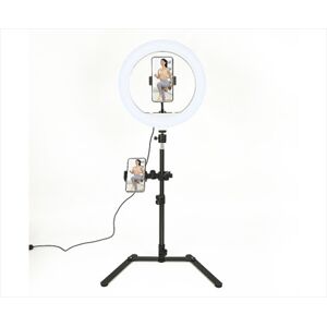 12 Inch Led Video Ring Light with Tabletop Light Stand and Phone Holder Black