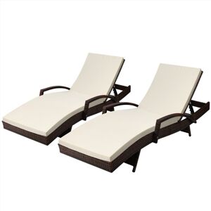 Gardeon Set of 2 Sun Lounge Outdoor Furniture Day Bed Rattan Wicker Lounger Patio