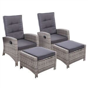 Set of 2 Sun lounge Recliner Chair Wicker Lounger Sofa Day Bed Outdoor Chairs Patio Furniture Garden