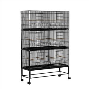 i. Pet Bird Cage Large Aviary Cages Galvanised Parrot Stand Alone Wheels 175cm