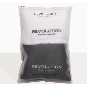 PrettyLittleThing Revolution Haircare 2pk Microfibre Hair Wrap Black/White, Multi One Size