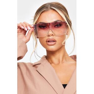 PrettyLittleThing Pink Lens Ombre Oversized Square Frame Sunglasses, Pink One Size