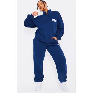 PrettyLittleThing Plus Navy P Badge Track Pants, Navy 30