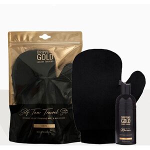 PrettyLittleThing Dripping Gold Mini Dark Mousse and Mitt Tanning Set, Dark One Size