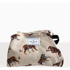 The Flat Lay Co. XXL Drawstring Makeup Bag in Beige Tigers, Multi One Size