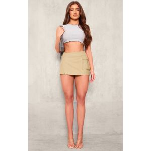 PrettyLittleThing Sage Woven Tailored Wrap Over Pocket Front Mini Skirt, Sage 16