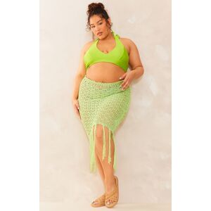 PrettyLittleThing Plus Lime Knitted Tassel Maxi Skirt, Lime 16