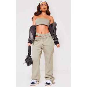 PrettyLittleThing Petite Sage Green Acid Wash Cross Over Waistband Track Pants, Sage Green 10