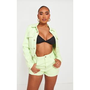 PrettyLittleThing Shape Lime Denim Pocket Detail Cropped Jacket, Lime 16