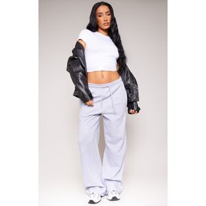 PrettyLittleThing Ash Grey Basic Wide Legged Track Pants, Ash Grey L