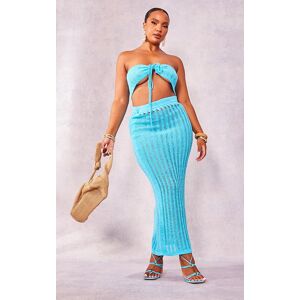 PrettyLittleThing Plus Blue Knitted Maxi Skirt, Blue 16