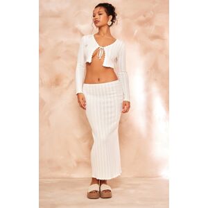 PrettyLittleThing Cream Textured Crochet Knit Maxi Skirt, Cream L