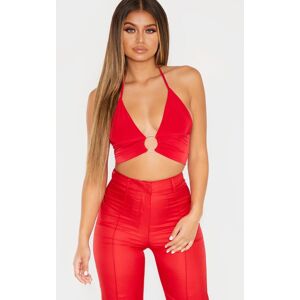 PrettyLittleThing Red Plunge Ring Detail Bralet, Red 16