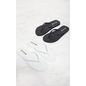 PrettyLittleThing Black & White Flip Flops 2 Pack, Black 5