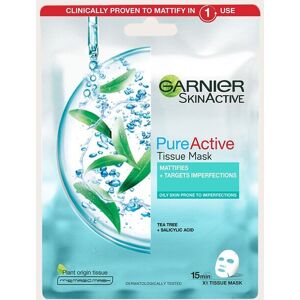 PrettyLittleThing Garnier Pure Active Tea Tree and Salicylic Acid Sheet Mask 23g, White One Size