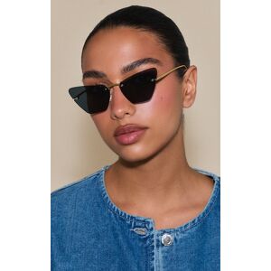 PrettyLittleThing Gold Exaggerated Cat Eye Sunglasses, Gold One Size