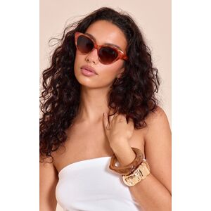 PrettyLittleThing Honey Tortoiseshell Severe Cat Eye Sunglasses, Tortoiseshell One Size