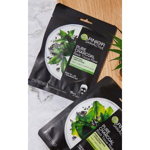 PrettyLittleThing Garnier Charcoal and Black Tea Purifying and Hydrating Skin Sheet Mask, Black One Size