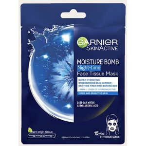 PrettyLittleThing Garnier Moisture Bomb Night-Time Deep Sea Water and Hyaluronic Acid Sheet Mask, Blue One Size