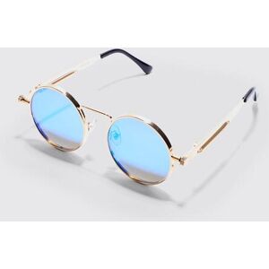 Boohooman Mens Gold Metal Vintage Screw Arm Sunglasses Gold