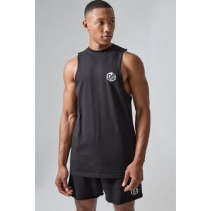 Boohooman Mens Black Man Active X Og Gym Drop Arm vest Black