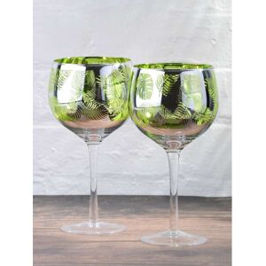 Artland Artland Set of 2 Green Tropical Leaves Gin Glasses