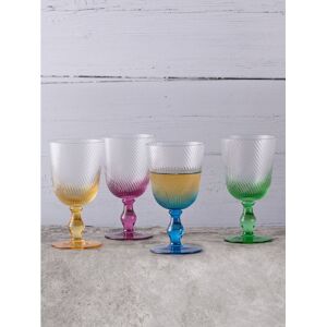 Anton Studio Designs Anton Studio Designs Set of 4 Yellow Swirl Wine Glasses