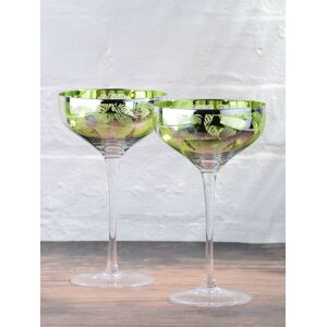 Artland Artland Set of 2 Green Tropical Leaves Champagne Saucers
