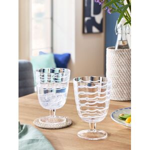 Next Set of 2 White Caned Stripe Wine Glasses