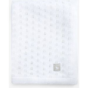 The Little Tailor The Little Tailor White 100% Cotton Pointelle Baby Blanket