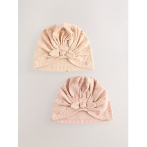 Next Apricot Ditsy Baby 100% Cotton Turbans 2 Pack (0-18mths)