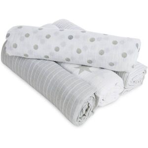 Aden + Anais Aden & Anais Grey Essentials Muslin 100% Cotton Blankets 4 Pack