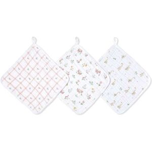 Aden + Anais aden + anais Pink Essentials Country Floral 100% Cotton Muslin Washcloth Set 3 Pack