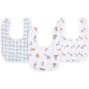 Aden + Anais aden + anais White Essentials 100% Cotton Muslin Baby Snap Elephant Circus Bibs 3 Pack