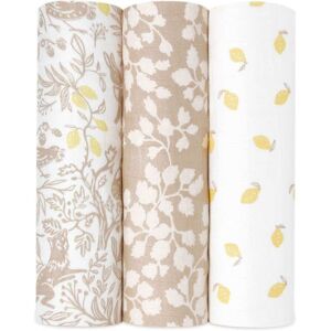 Aden + Anais aden + anais White Large Muslin Silky Soft Natural Woodland 100% Cotton Blankets 3 Pack
